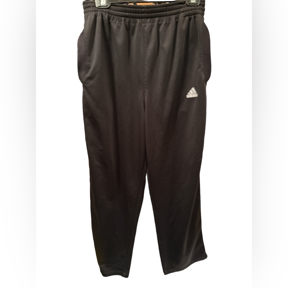 ADIDAS Mens Black White Full Length 3 Stripe Workout Athletic Sweatpants‎ Medium